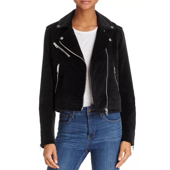 Rag & Bone / Jean Mercer Jacket Black Velvet Motorcycle Biker Zipper Collar S - Picture 1 of 13